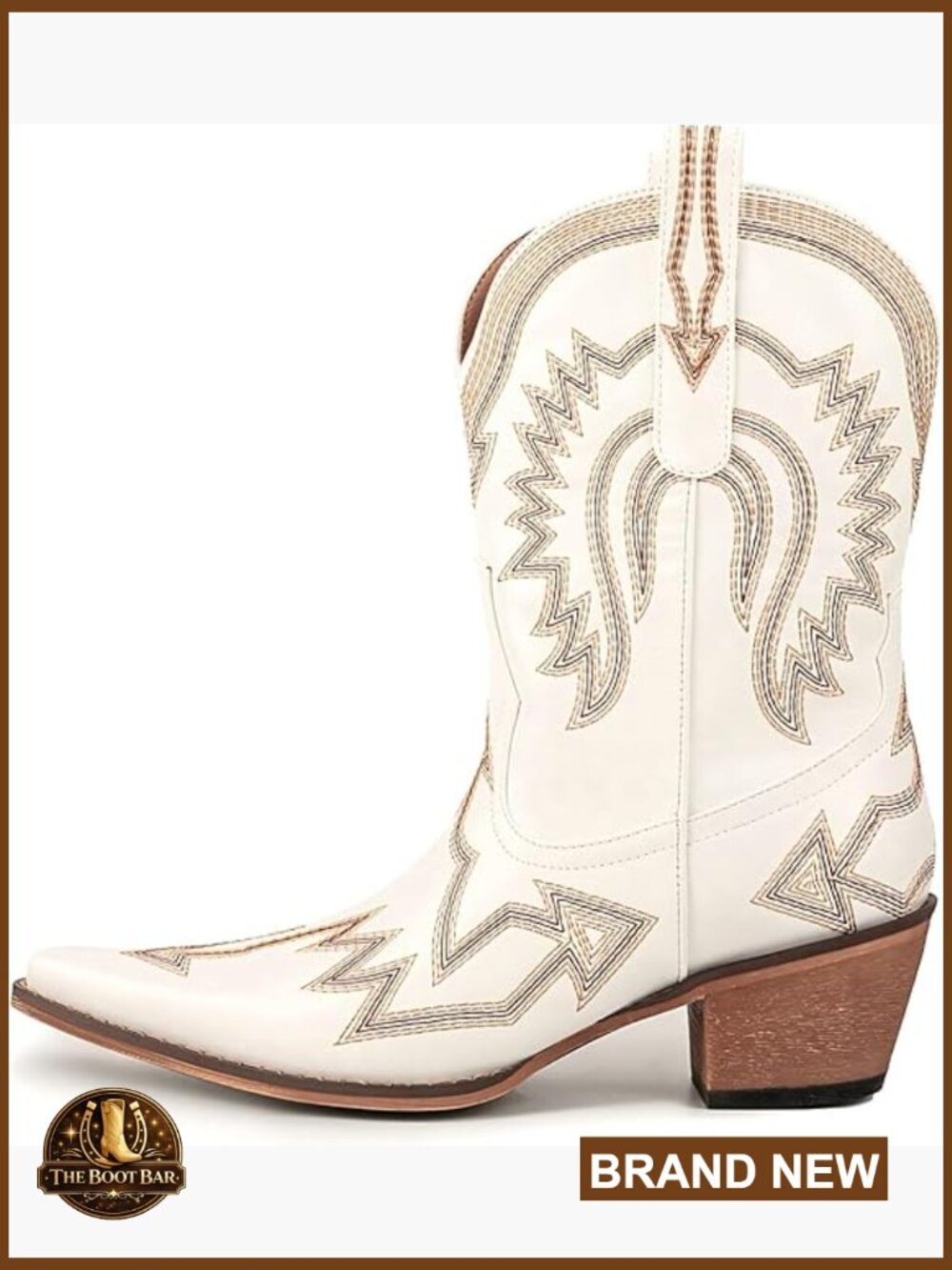 Embroidered Cowgirl Boots Thick Heels Pointed Toe Western Vintage Ankle Boots